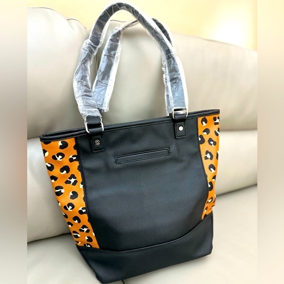 Brand New Thirty- One Black Animal Print Pebble Tote - Picture 1 of 9